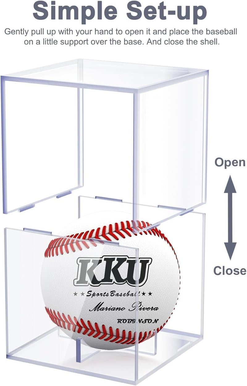 KKU Baseball Display Case 2 Pack, Baseball Holder for Ball Display Cube Box, UV Protected Acrylic Baseball Storage Official Size Box, Memorabilia Display Case for Baseball - Image 3